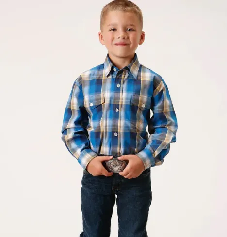 03-030-0278-2088 Roper Bys Amarillo Collection L/S Shirt Blue Plaid