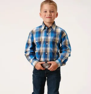 03-030-0278-2088 Roper Bys Amarillo Collection L/S Shirt Blue Plaid