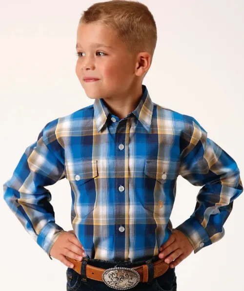03-030-0278-2088 Roper Bys Amarillo Collection L/S Shirt Blue Plaid
