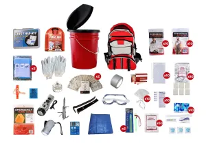 10 Person Survival Kit (72  Hours) with Red Backpack
