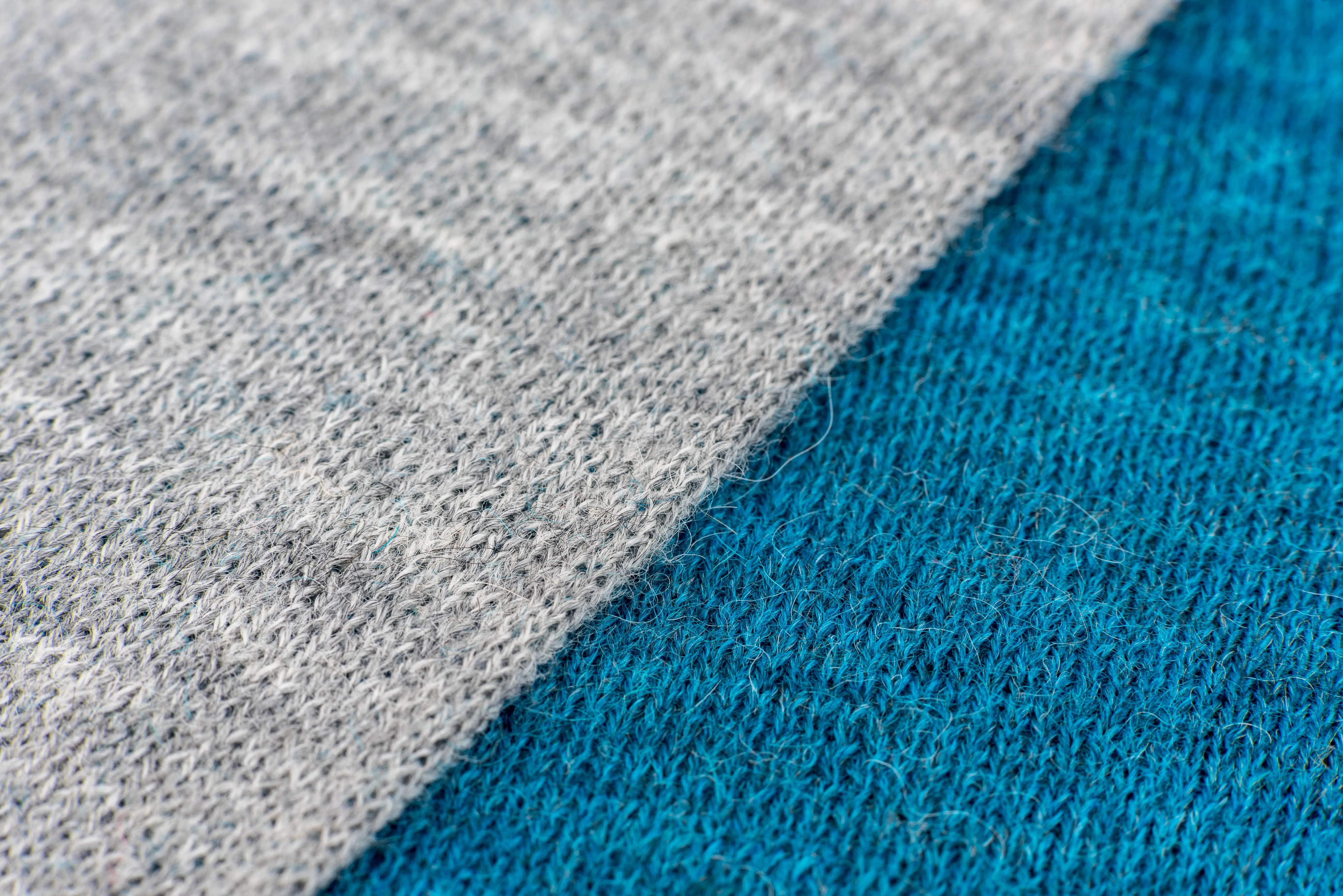 100% Alpaca Wool Ruana Wrap (Blue and Grey)