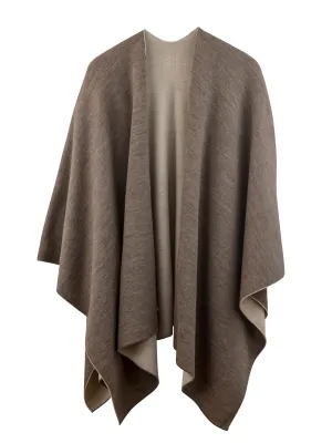 100% Alpaca Wool Ruana Wrap (Tan and White)
