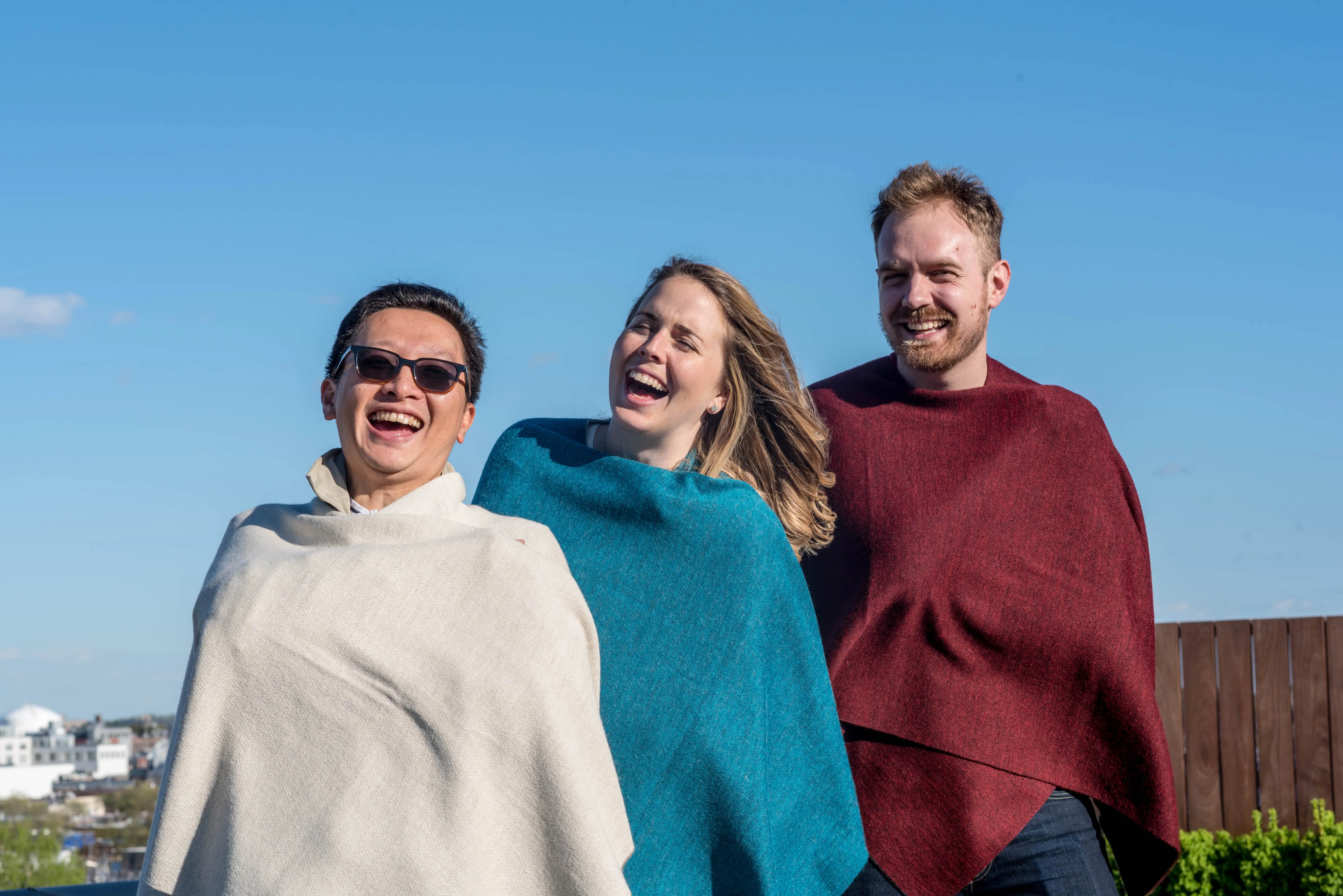 100% Alpaca Wool Ruana Wrap (Tan and White)