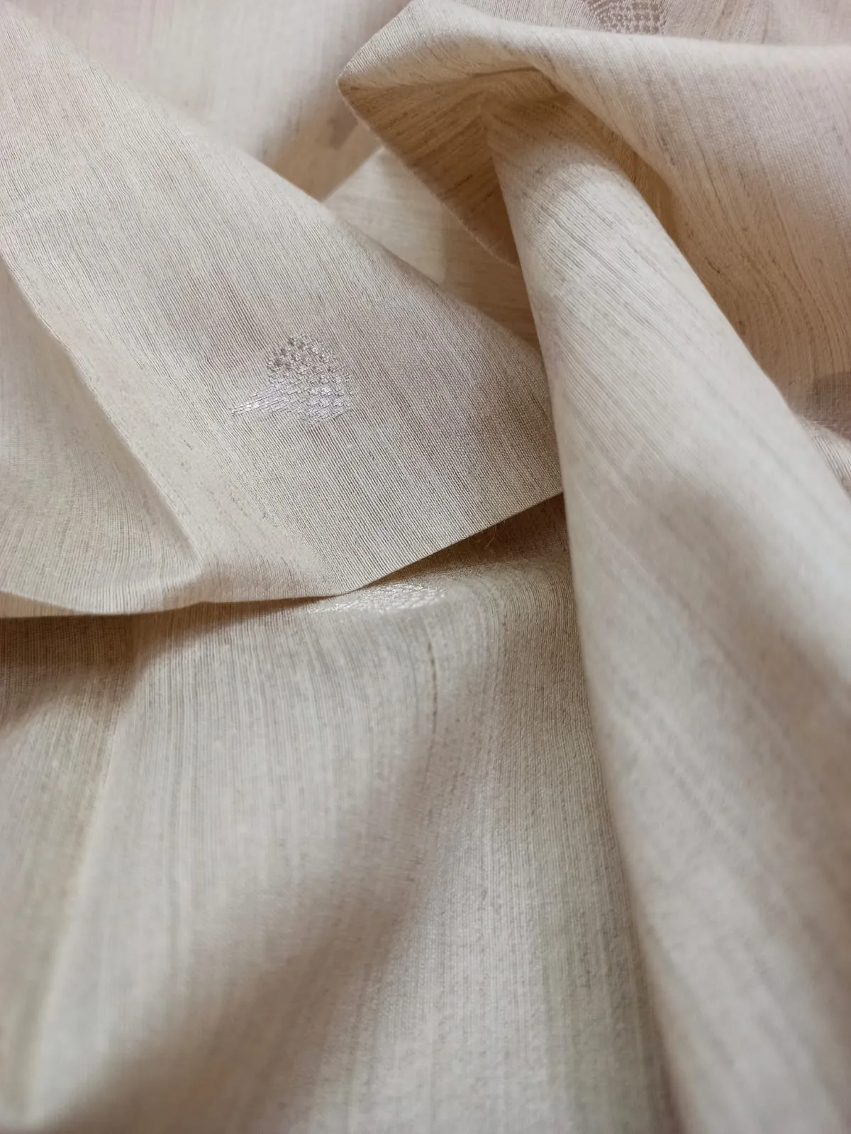 100% Pure Muga Tussar Silk Handloom With Minutely Woven Buttis