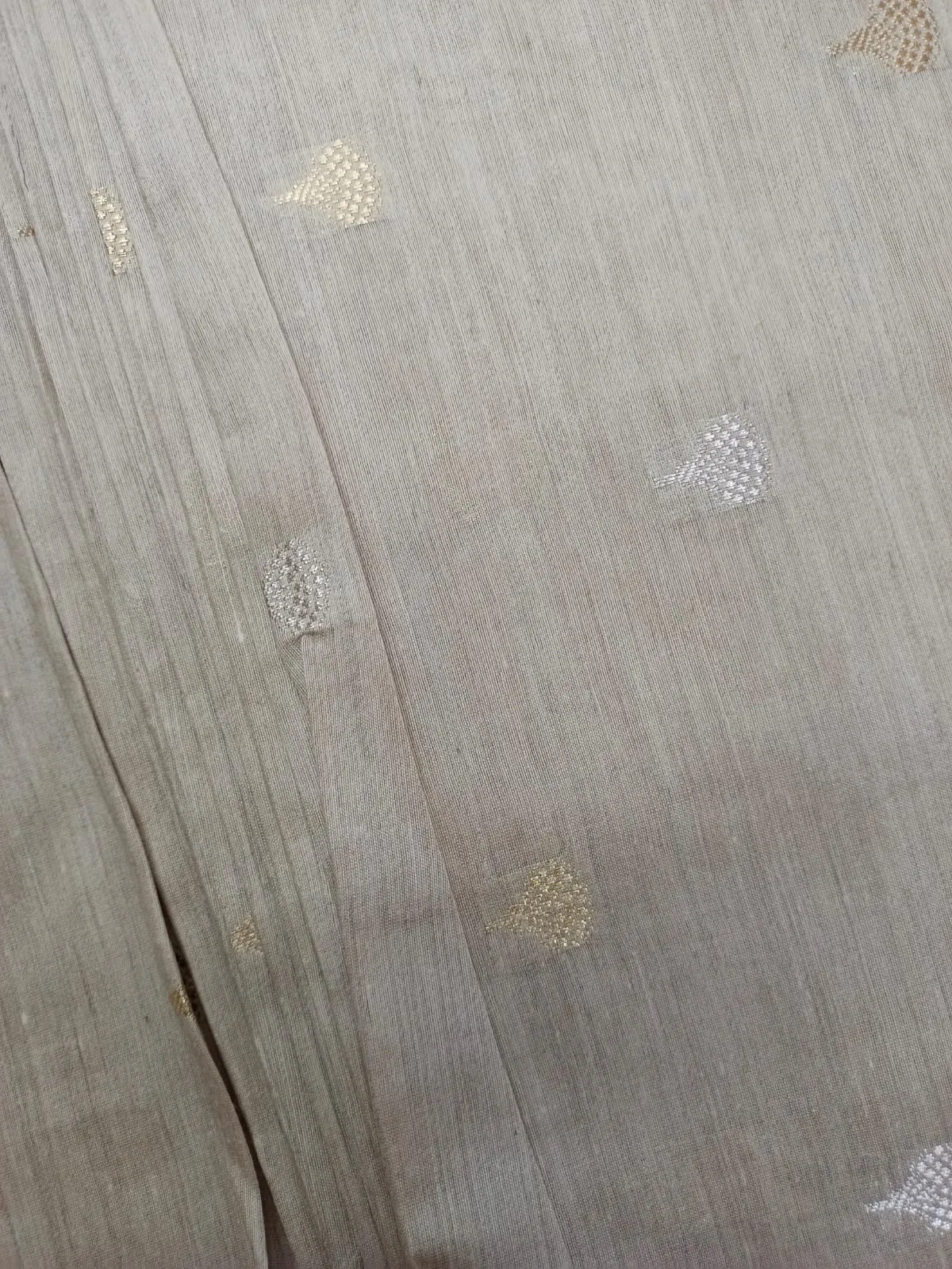 100% Pure Muga Tussar Silk Handloom With Minutely Woven Buttis