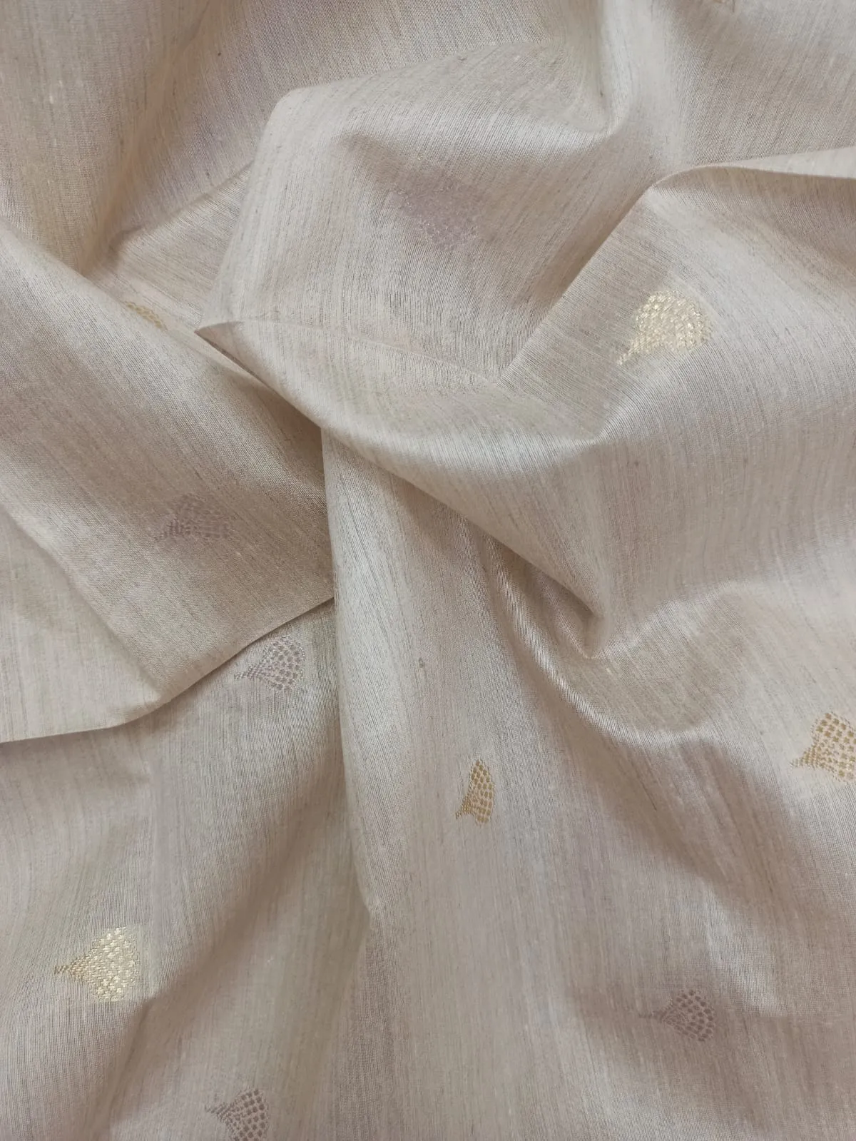 100% Pure Muga Tussar Silk Handloom With Minutely Woven Buttis