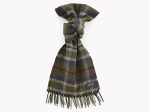 10451 Faribault Woolen Mills Hatchet Plaid Wool Scarf Olive ink Silver