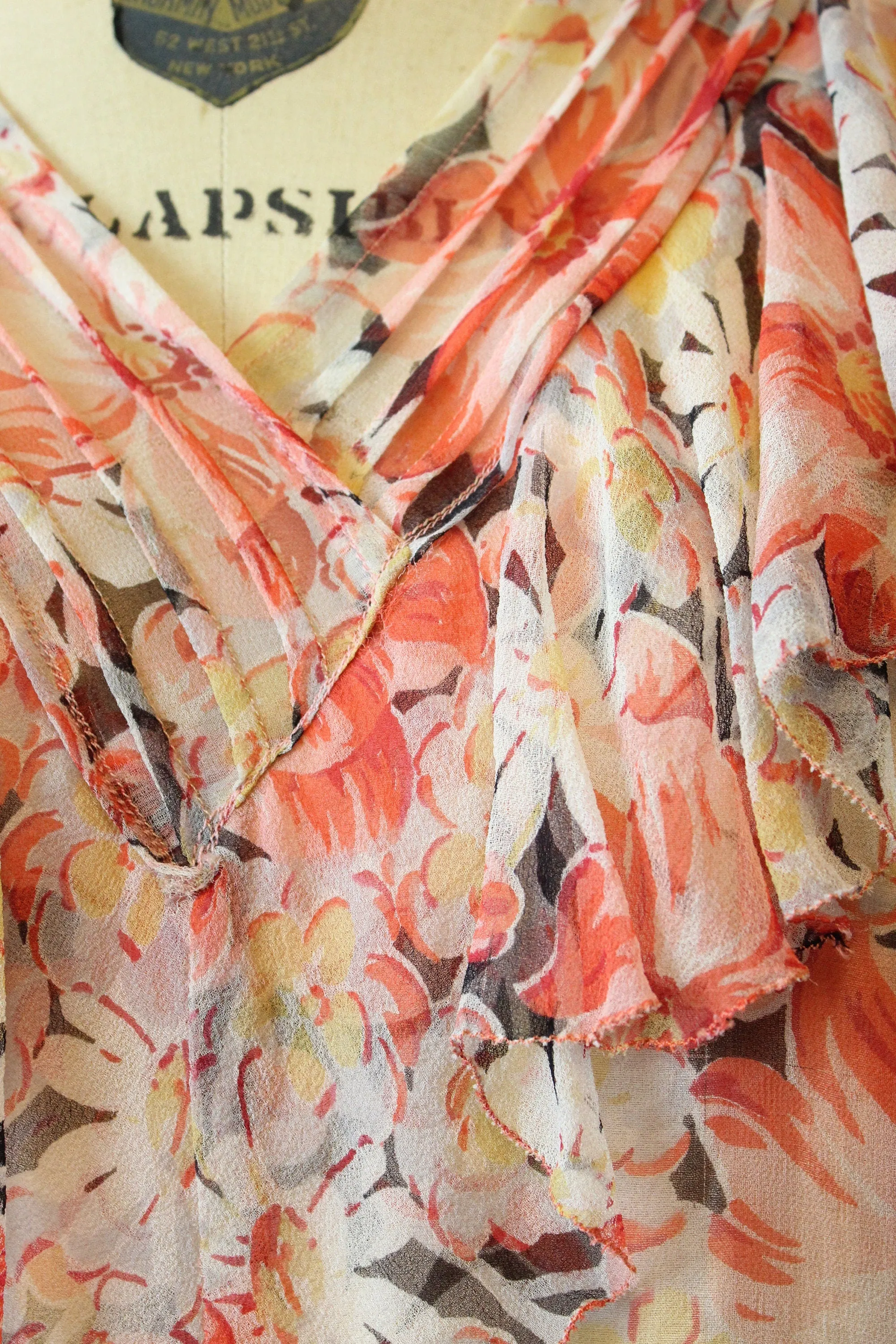 1920s SILK FLORAL dress vintage ruffled flapper dress xs small | new fall
