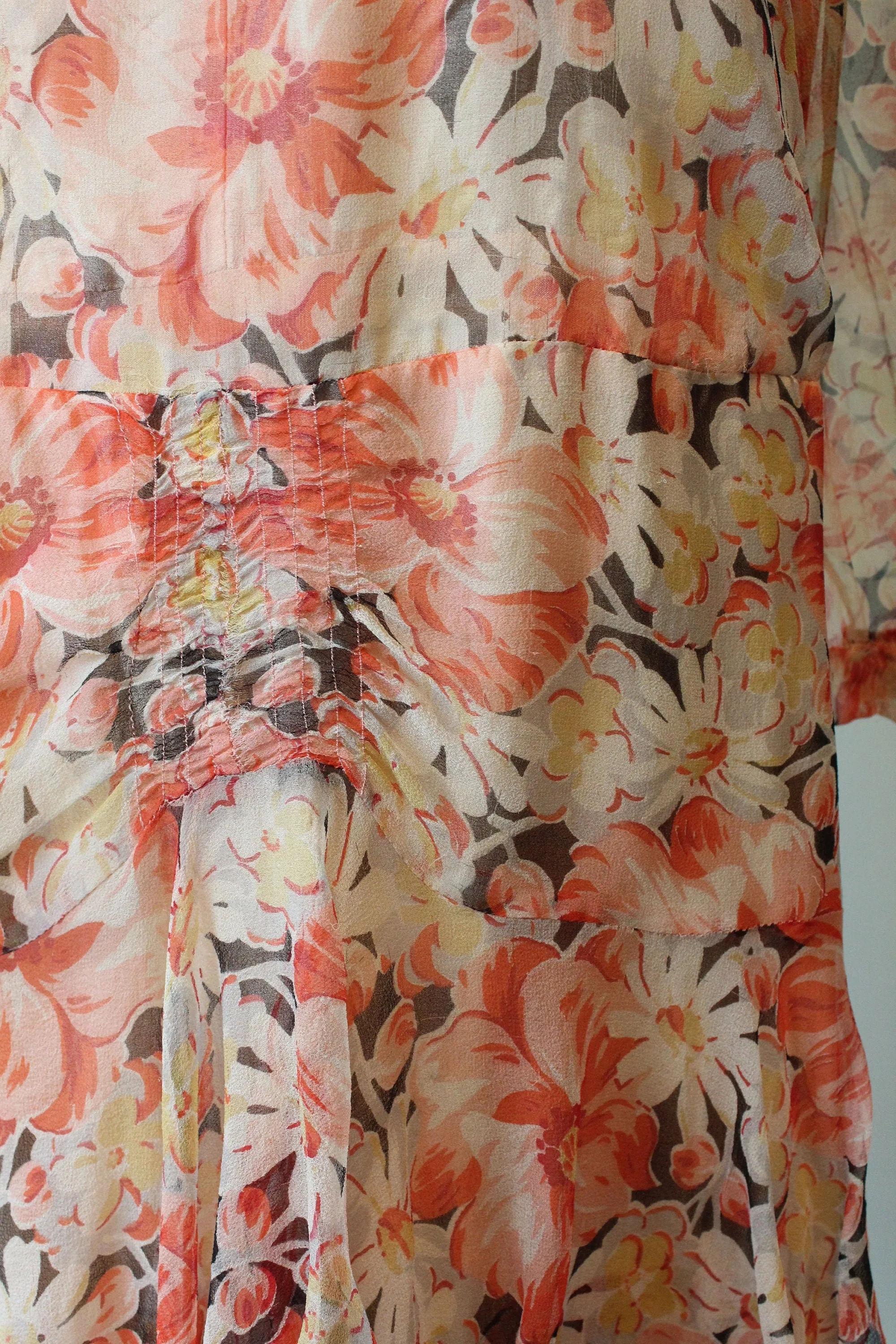 1920s SILK FLORAL dress vintage ruffled flapper dress xs small | new fall