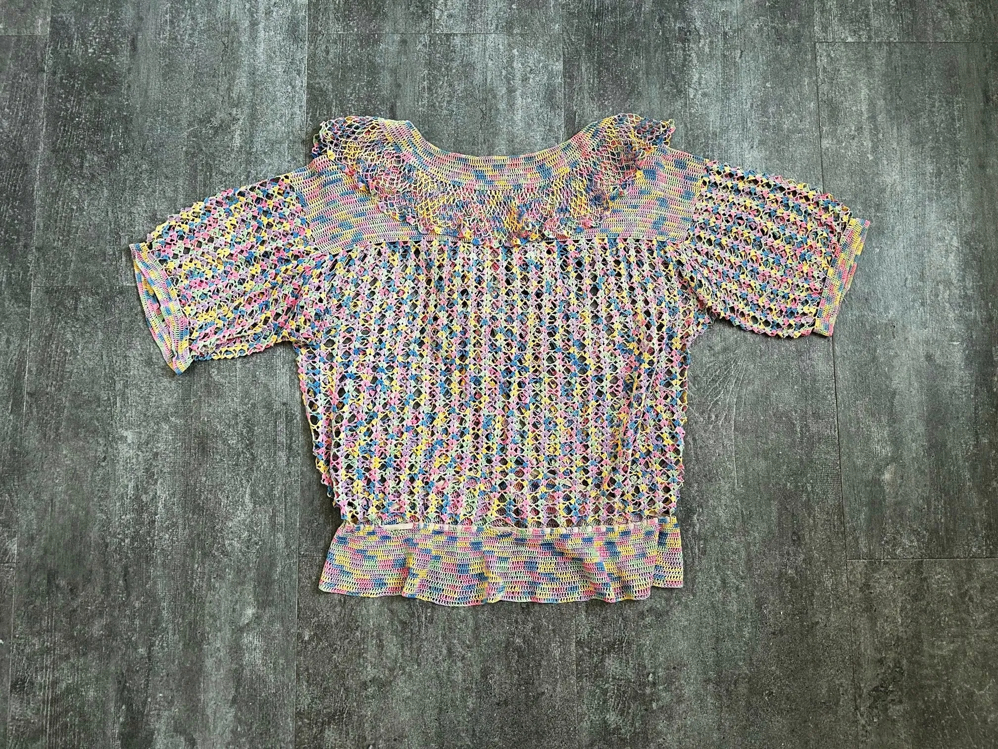 1930s crochet top . vintage 30s knit . size large to xl