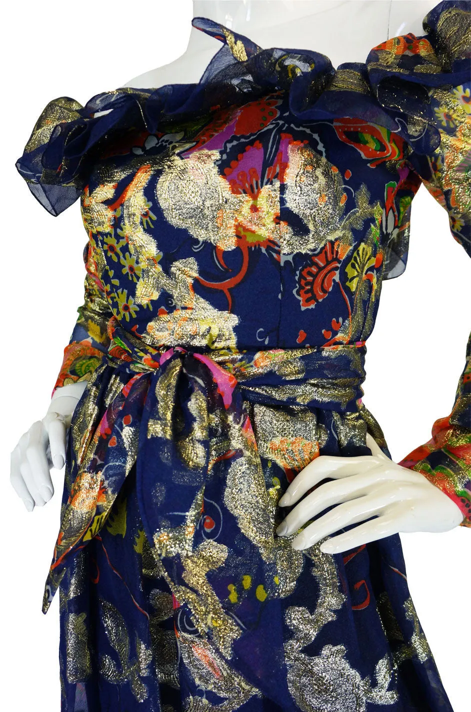 1960s Oscar De La Renta Ruffled Gown