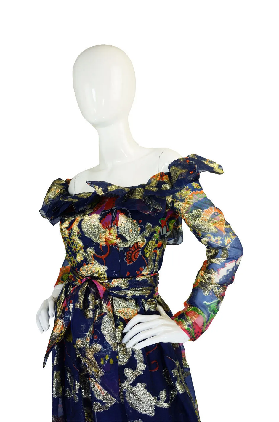 1960s Oscar De La Renta Ruffled Gown