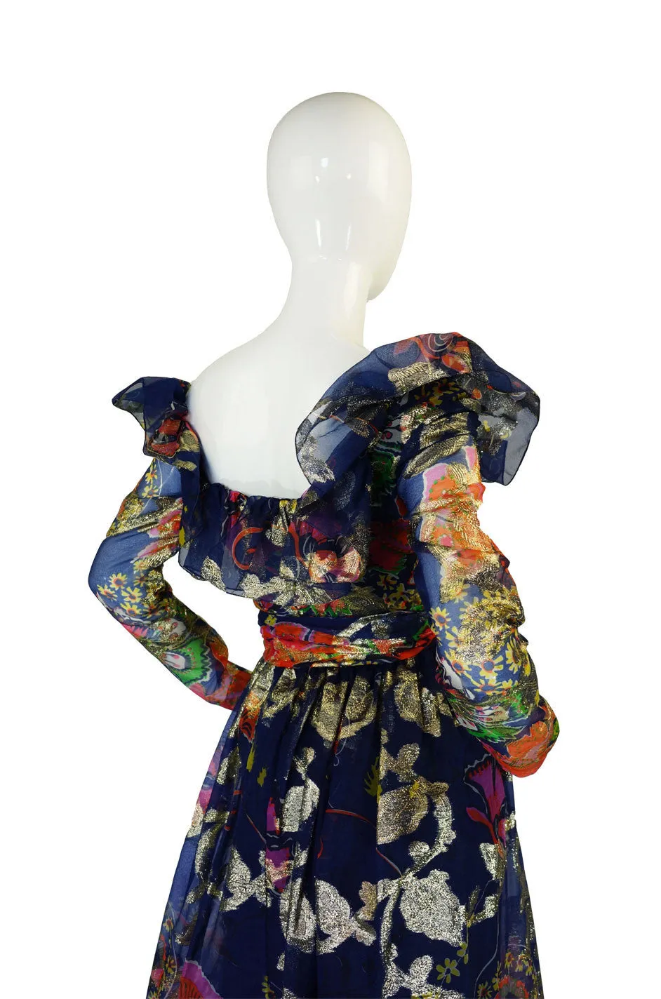 1960s Oscar De La Renta Ruffled Gown