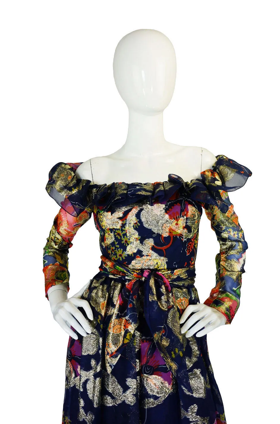 1960s Oscar De La Renta Ruffled Gown