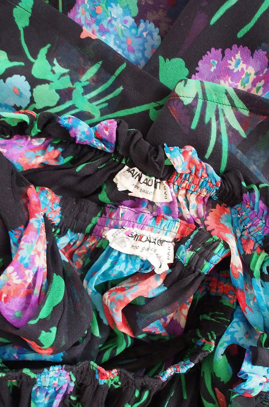 1970s Floral Silk Chiffon Yves Saint Laurent Set