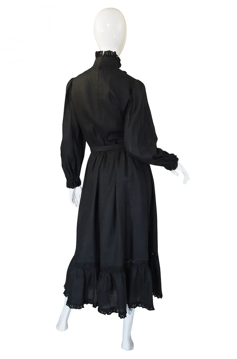 1970s Valentino Black Linen Dress