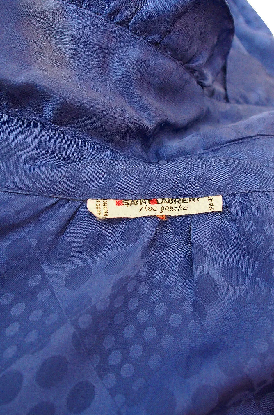 1970s Yves Saint Laurent Ocean Blue Silk Top