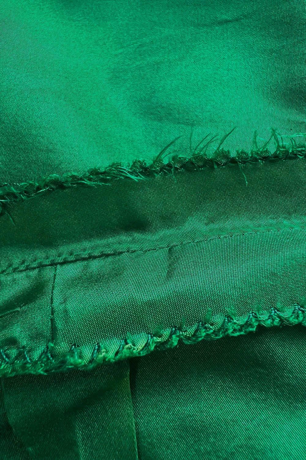 1980s Paul-Louis Orrier Emerald Green Silk Taffeta Couture Dress w Extravagant Ruffles