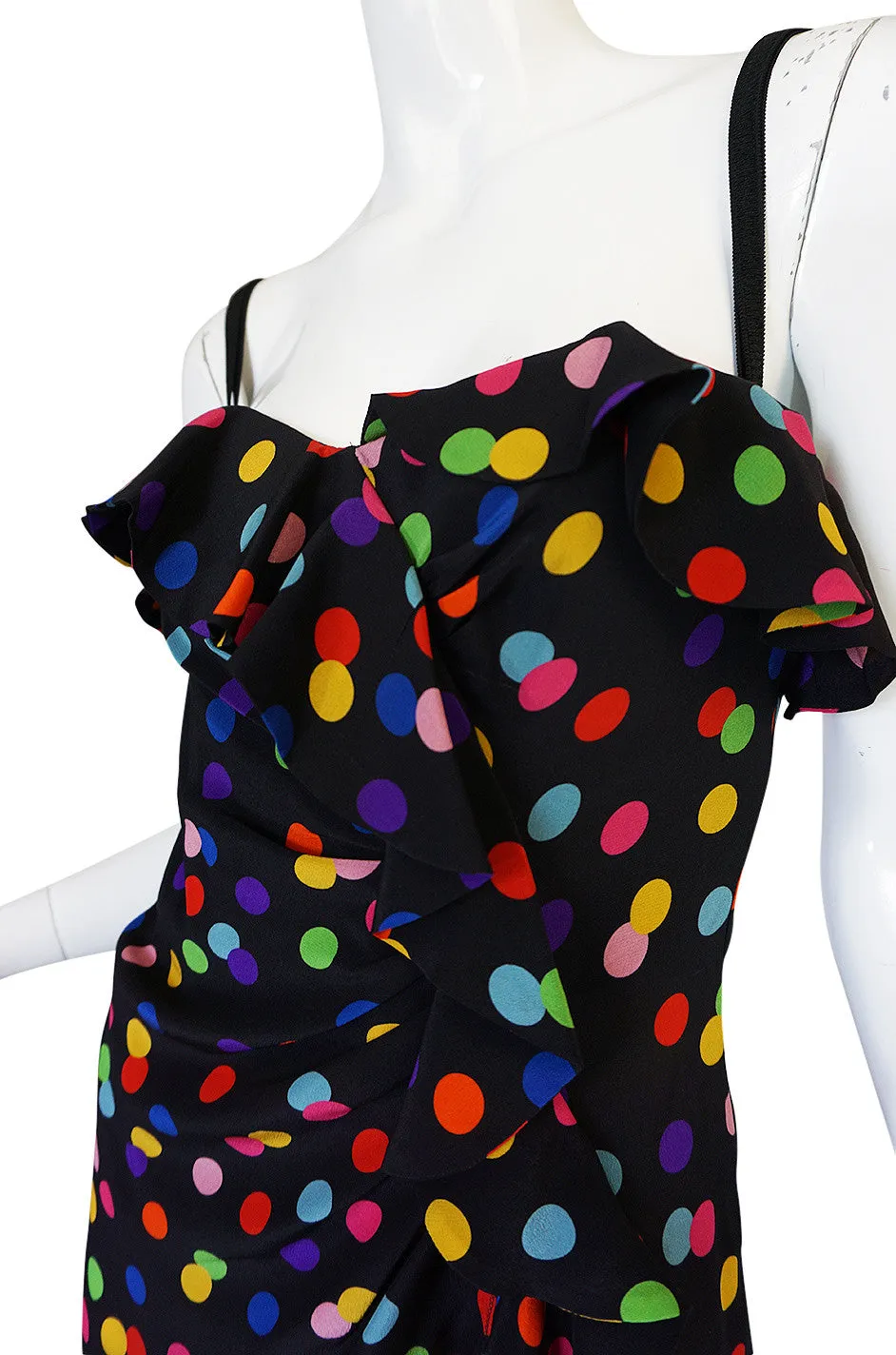 1990s Dolce & Gabbana D&G Silk Multi-Color Dot Dress