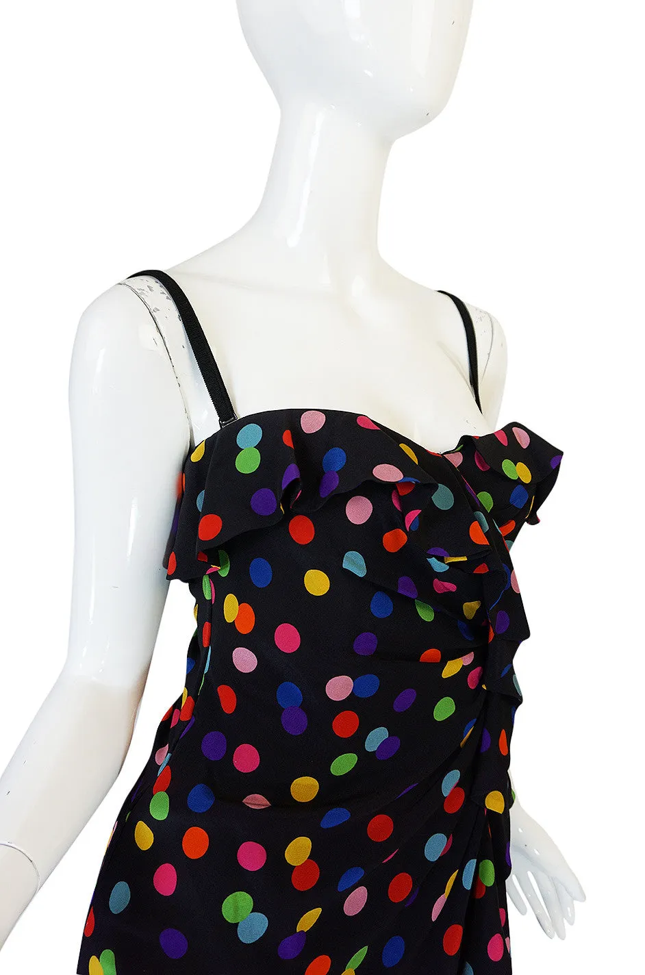 1990s Dolce & Gabbana D&G Silk Multi-Color Dot Dress