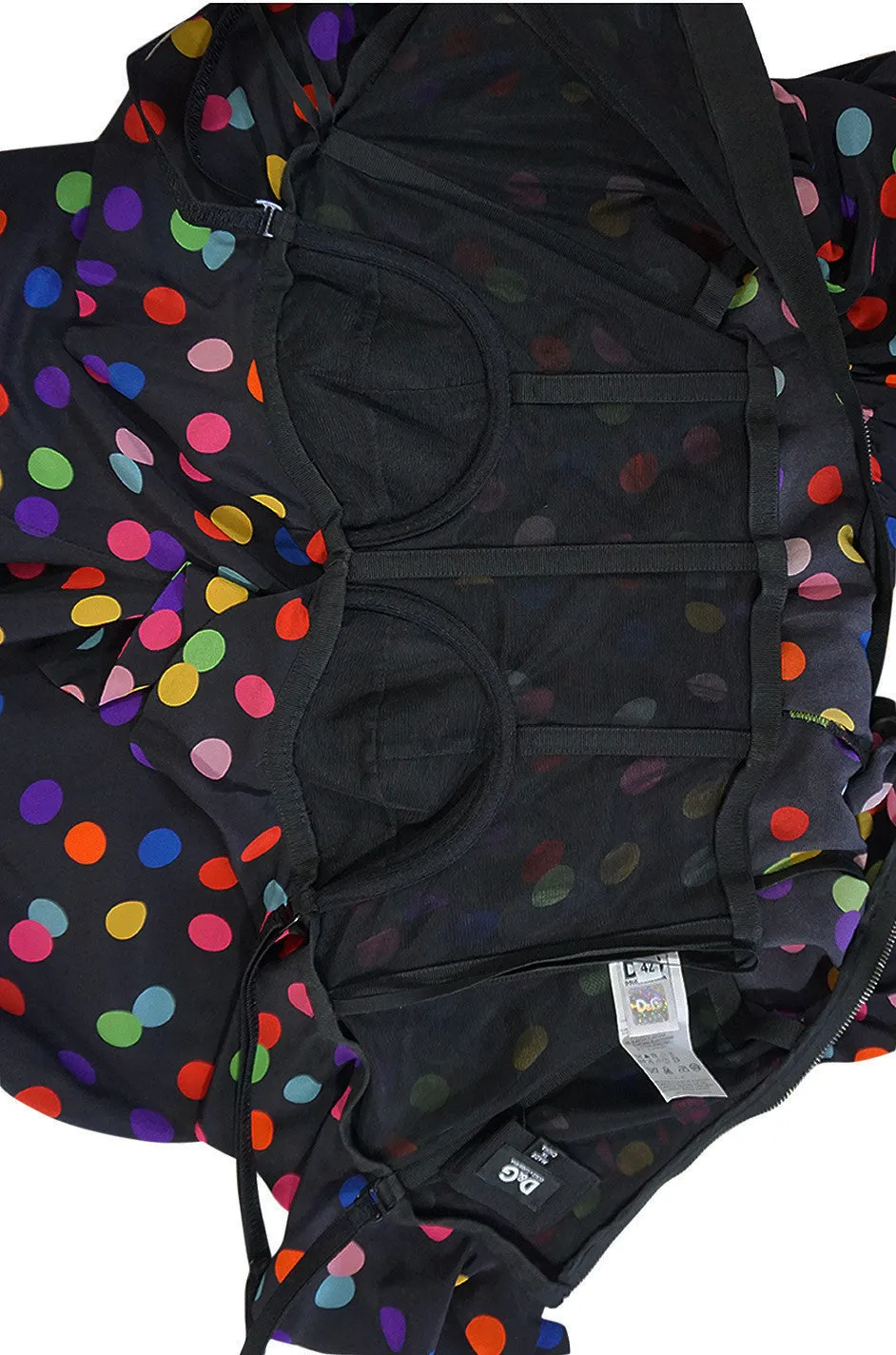 1990s Dolce & Gabbana D&G Silk Multi-Color Dot Dress