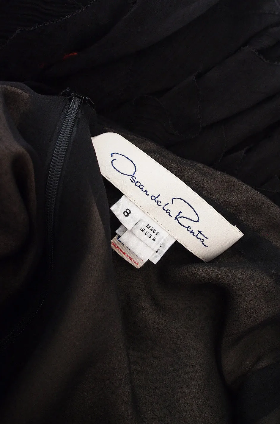 1990s Oscar De La Renta Silk Ruffle Dress