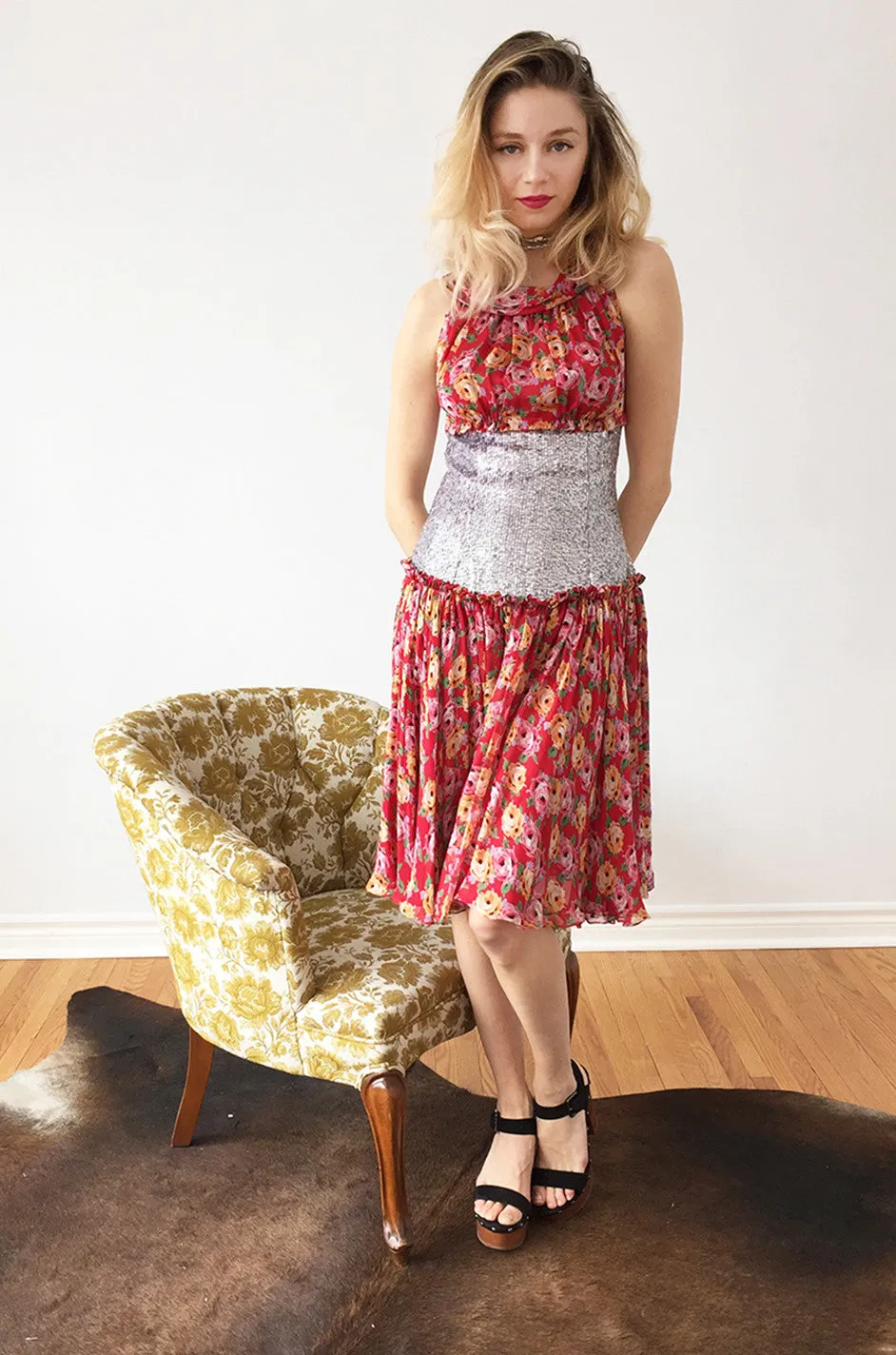 1990s Silk & Sequin Dolce and Gabbana dress