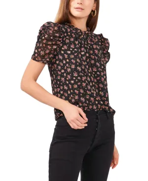 1.state Women's Ruched Short Sleeve Keyhole Blouse 8161016