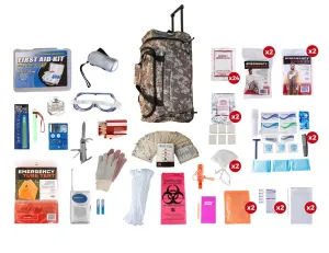 2 Person Elite Survival Kit (72  Hours) - Camo Roller Bag