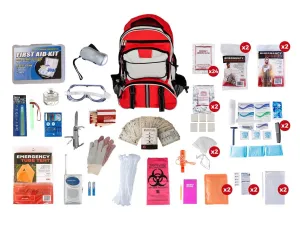 2 Person Elite Survival Kit (72  Hours) - Red Backpack