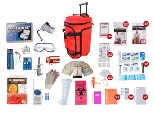 2 Person Elite Survival Kit (72  Hours) - Red Roller Bag