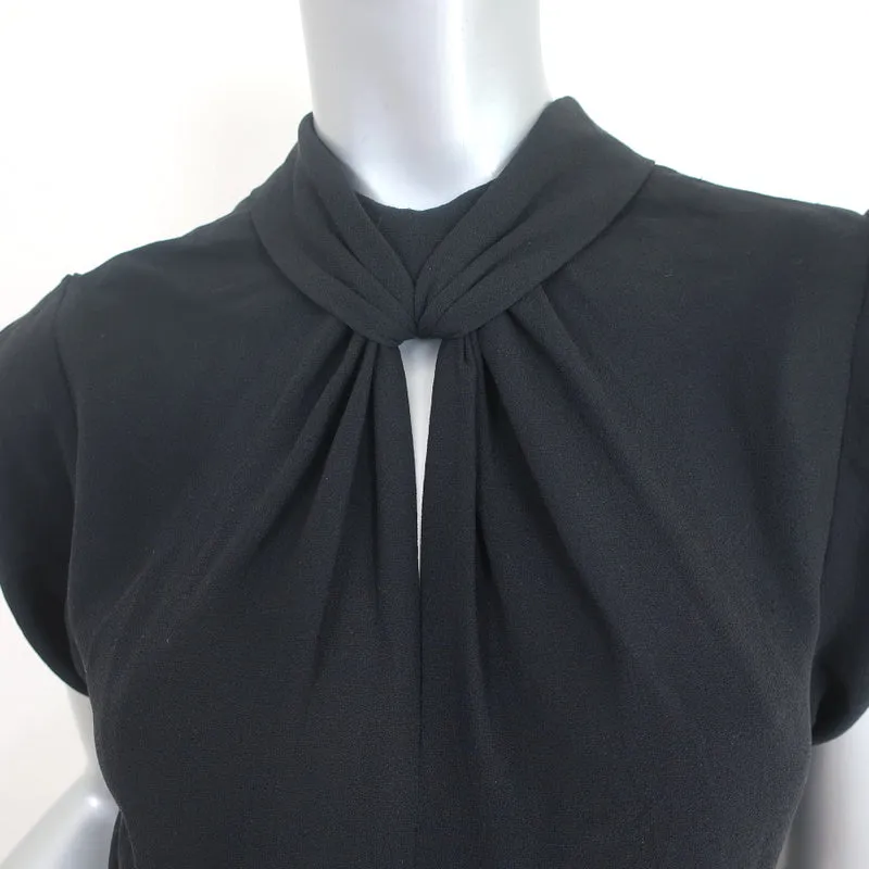 3.1 Phillip Lim Dress Black Ruffled Silk Size 2 Cap Sleeve Sheath