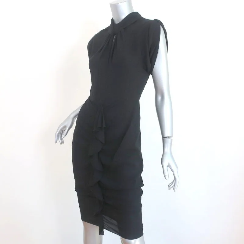 3.1 Phillip Lim Dress Black Ruffled Silk Size 2 Cap Sleeve Sheath