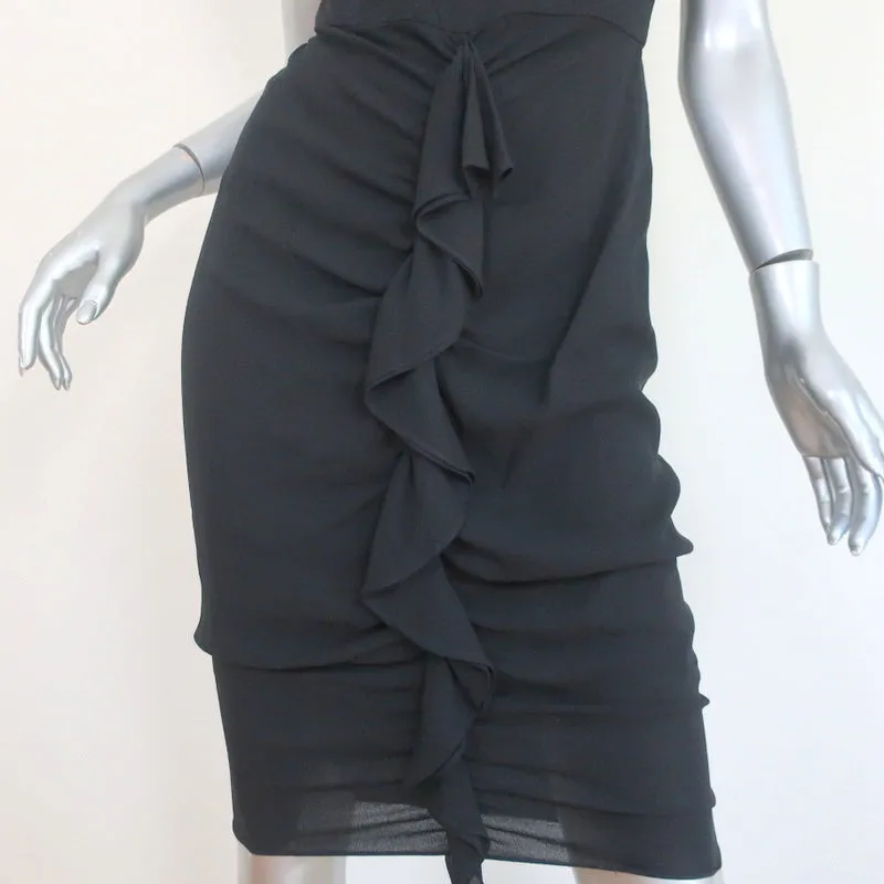 3.1 Phillip Lim Dress Black Ruffled Silk Size 2 Cap Sleeve Sheath