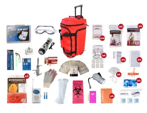 4 Person Elite Survival Kit (72  Hours) - Red Roller Bag