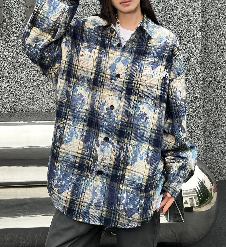 404mob Vintage Tie-Dye Long Sleeve Shirt with Embroidery