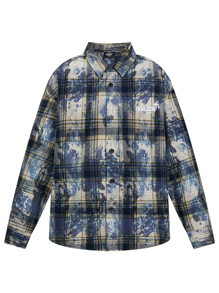 404mob Vintage Tie-Dye Long Sleeve Shirt with Embroidery