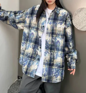 404mob Vintage Tie-Dye Long Sleeve Shirt with Embroidery