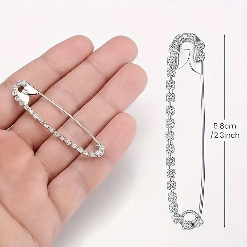 5pcs Rhinestone Safety Pins Brooch Clips for Sweaters Shawls Skirts