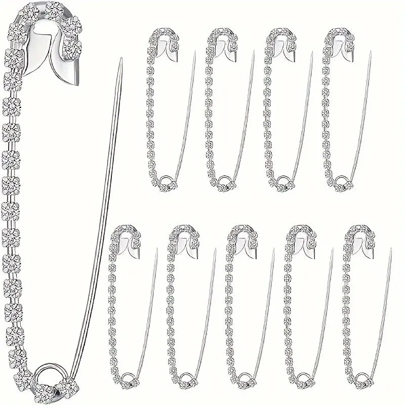 5pcs Rhinestone Safety Pins Brooch Clips for Sweaters Shawls Skirts