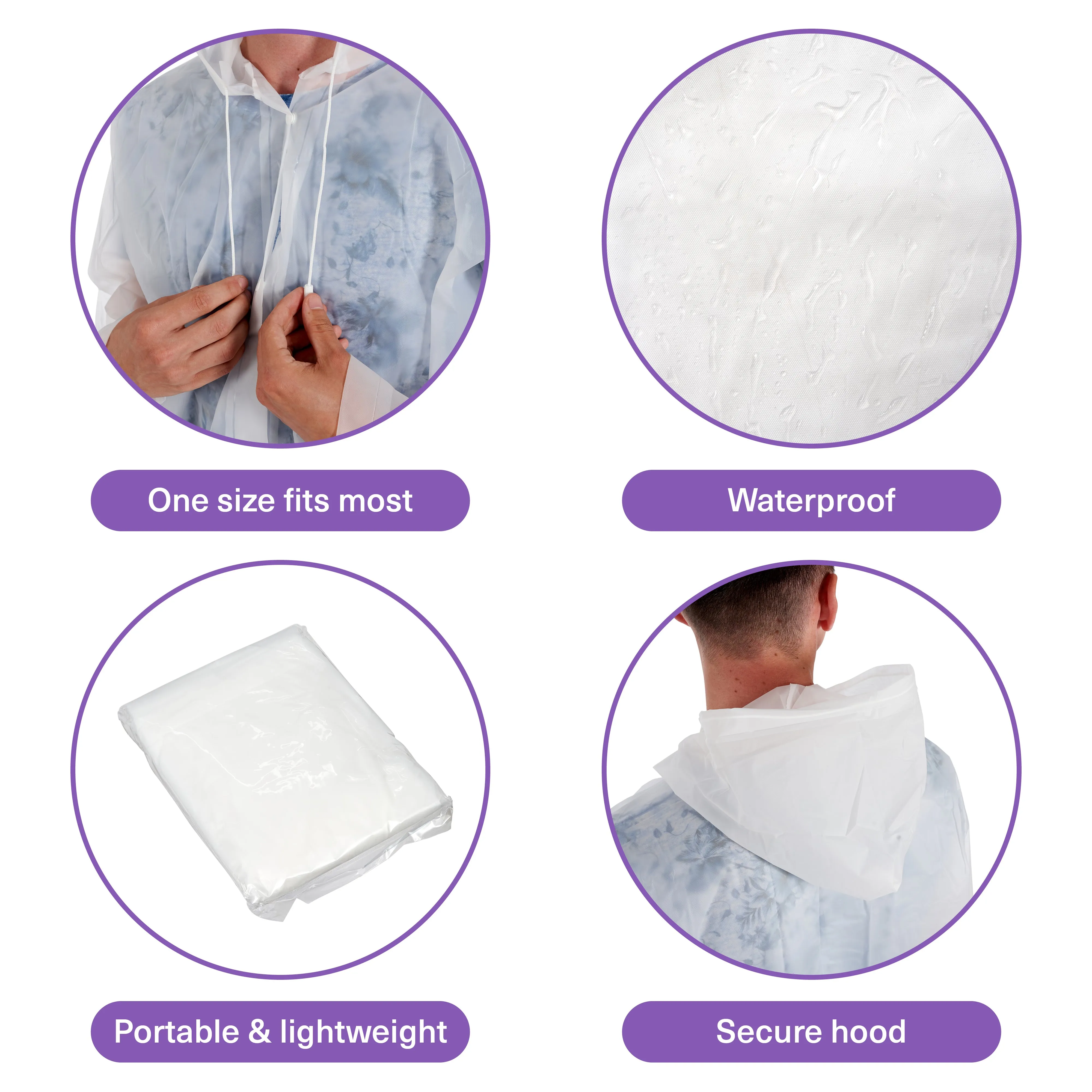 6 Waterproof Ponchos with Hood