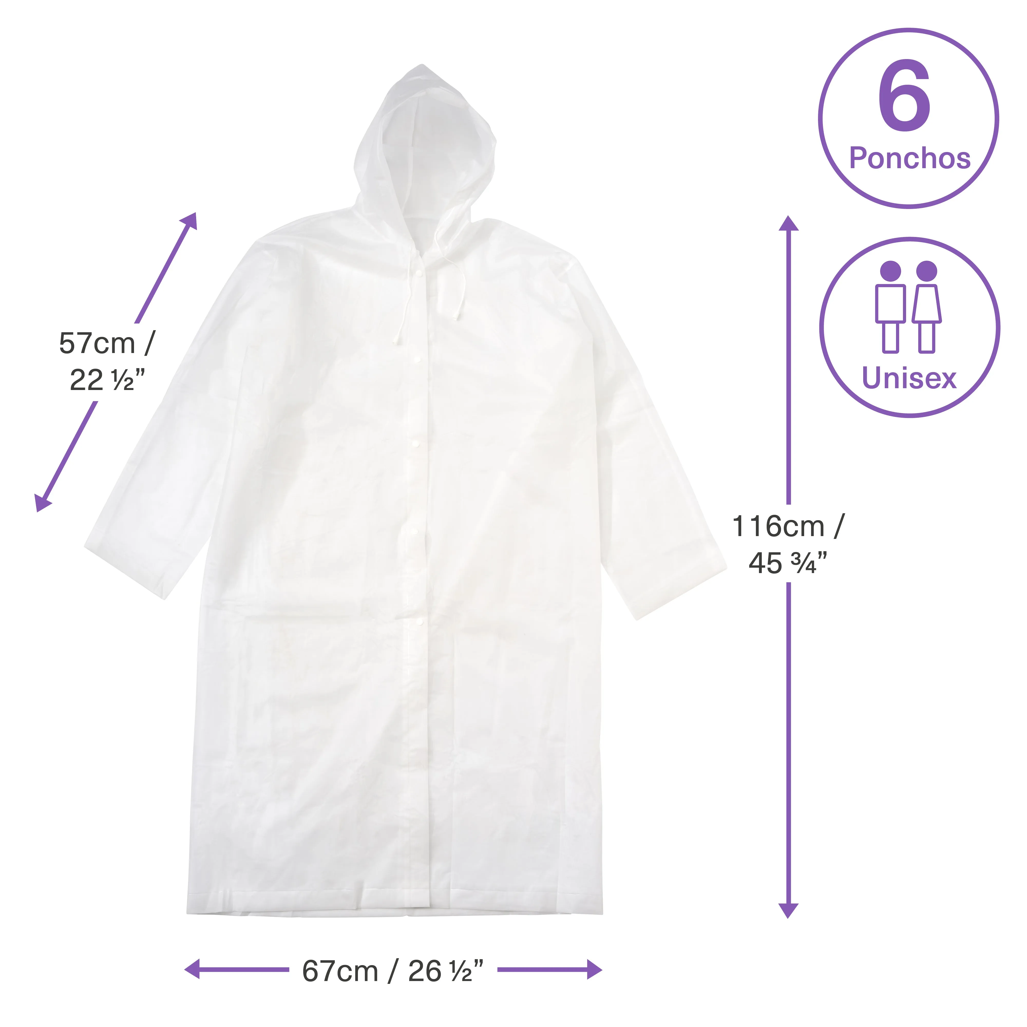 6 Waterproof Ponchos with Hood