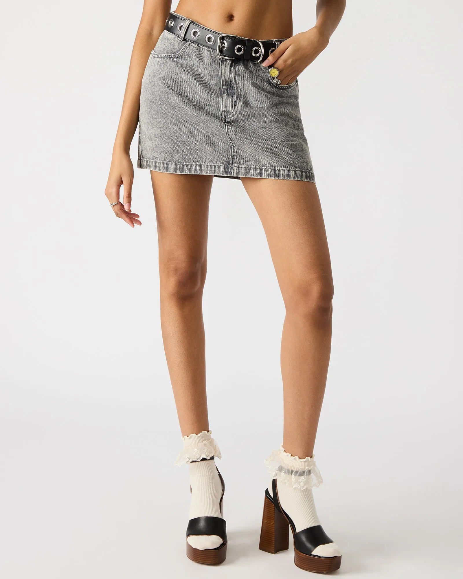ABACO DENIM SKIRT LIGHT GREY