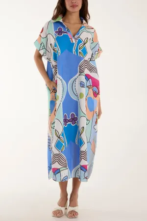 Abstract Queen Collar Midi Dress