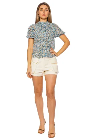 Adira Floral Ruffled Silk Georgette Top