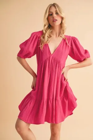 Aemi Co Tied Back Ruffled Short Sleeve Mini Dress