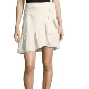 A.L.C. Linen &amp; Silk Ruffle Wrap Mini Skirt. Size 0.