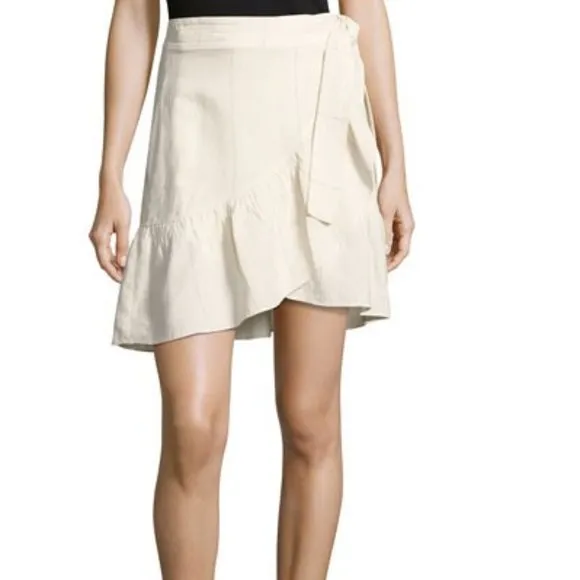 A.L.C. Linen &amp; Silk Ruffle Wrap Mini Skirt. Size 0.