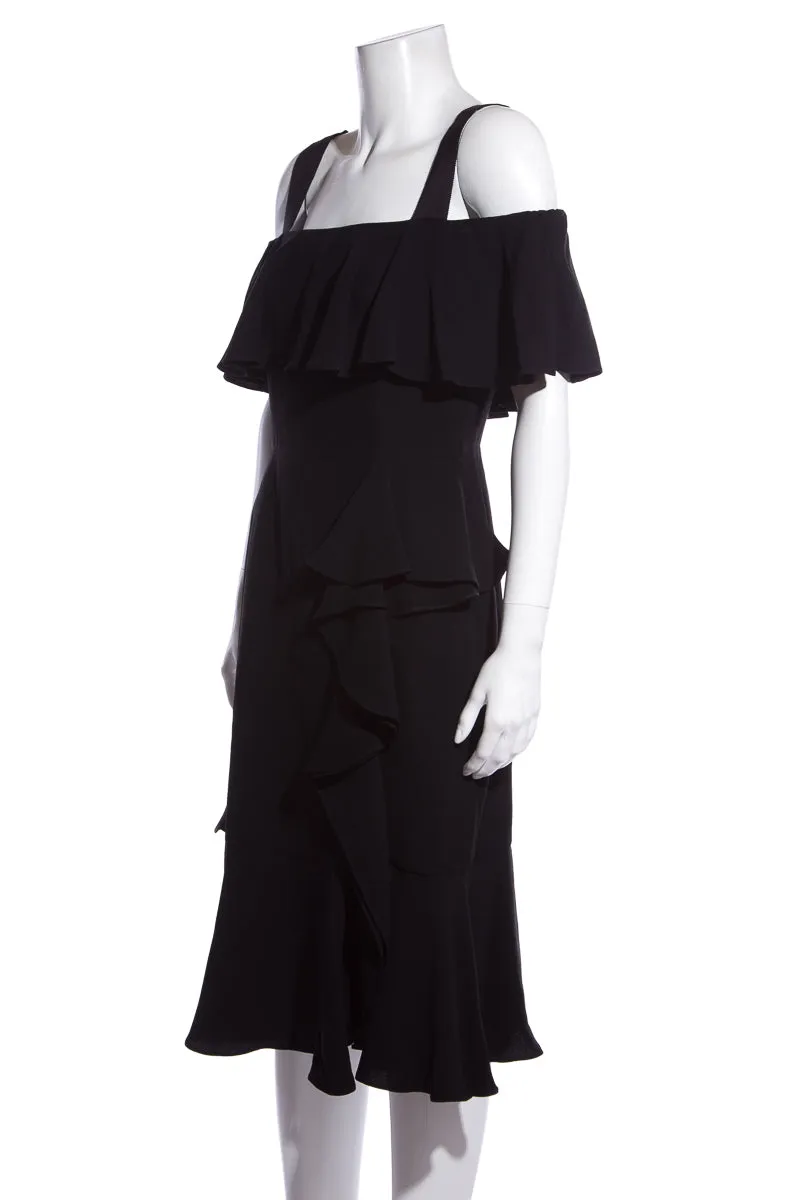 Alexander McQueen Black Ruffled Dress SZ 42
