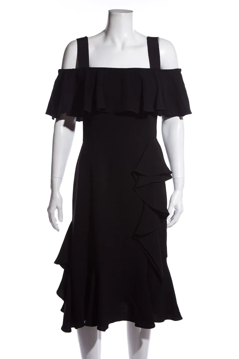 Alexander McQueen Black Ruffled Dress SZ 42